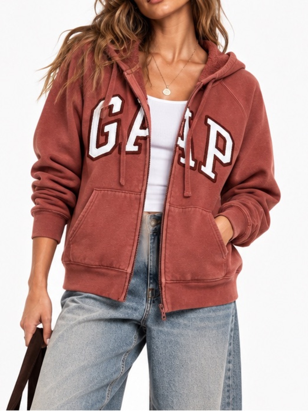 GAP Collegiate Logo Full Zip Hoodie Sweatshirt – Size Medium